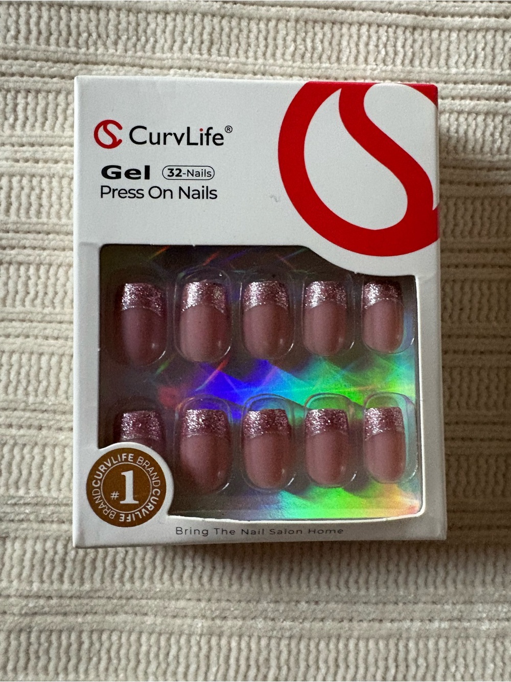 Curvlife Pink Glitter Gel Press-On Nails - 32 Nails